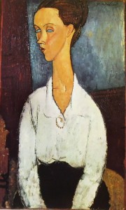 Modigliani: Lunia Czechowska con la camicetta bianca, cm. 70 x 45, Proprietà privata, U. S. A.